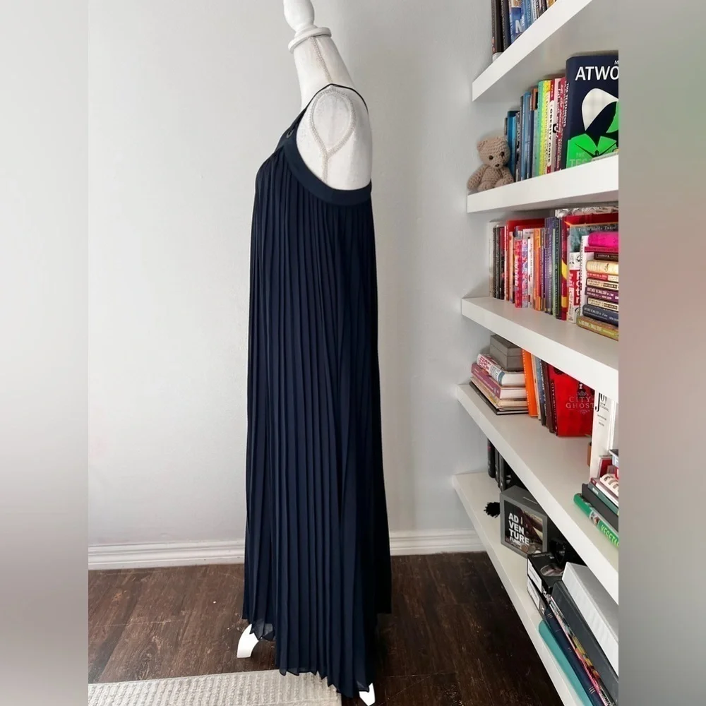 Michael Kors navy pleated maxi dress size small